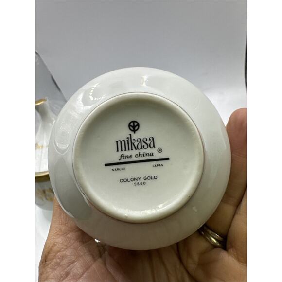 Mikasa COLONY GOLD Fine China Sugar Bowl And Creamer EUC JAPAN 5860 - Picture 6 of 8